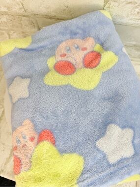 Nintendo Kirby Plush Blue Yellow Throw Blanket